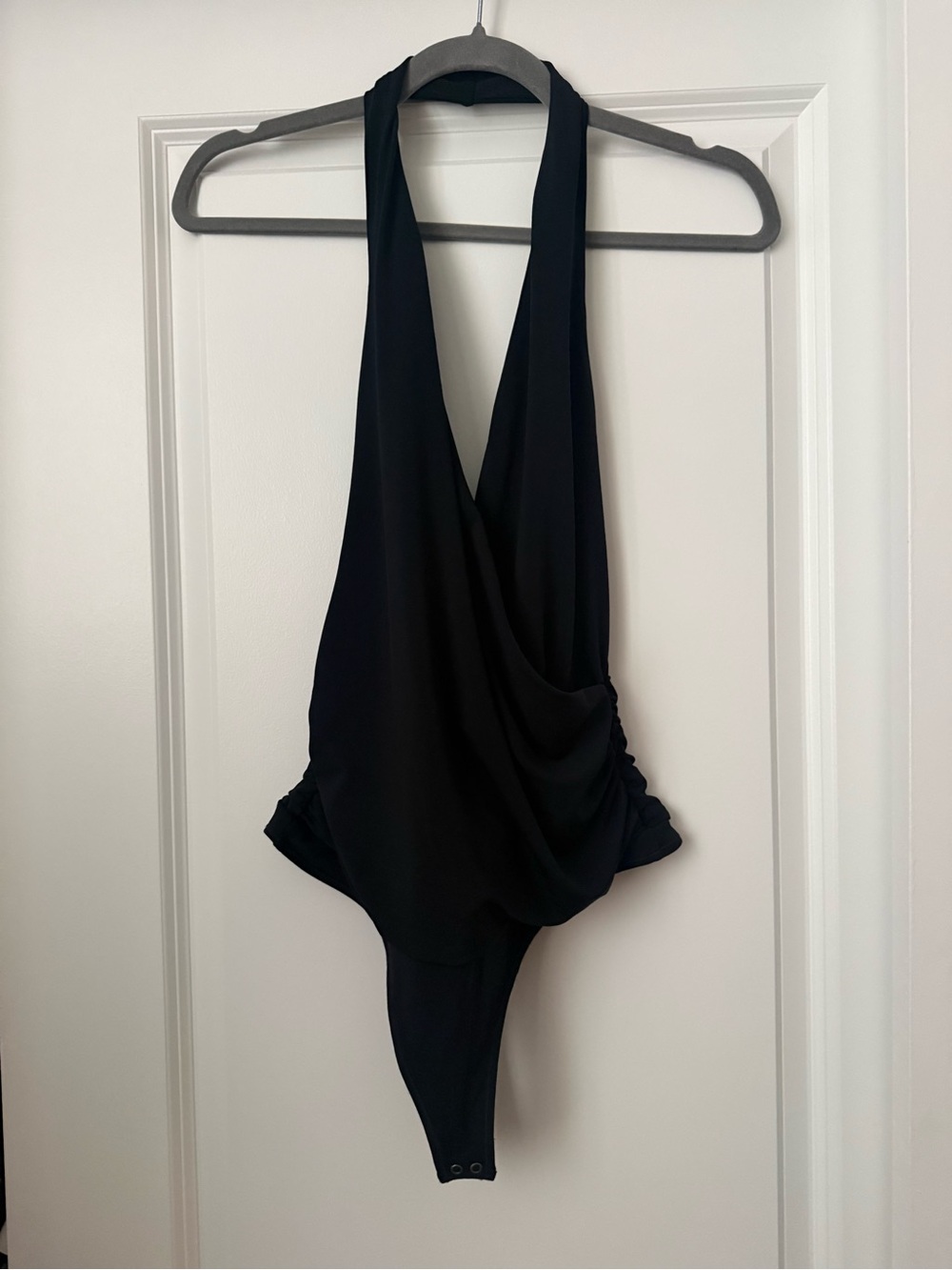 Abercrombie & Fitch Black Draped Halter Bodysuit